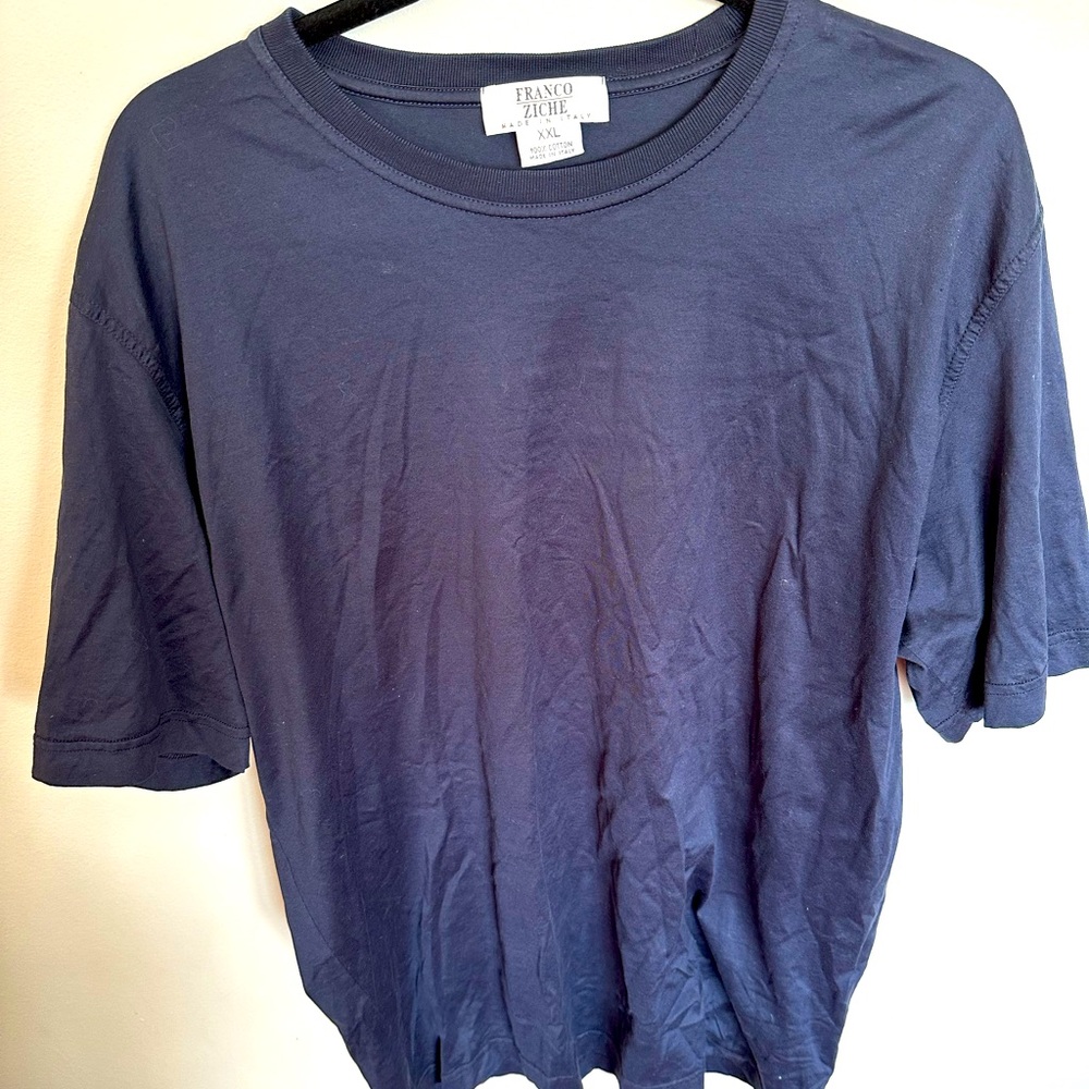 Franco Ziche XXL NAVY Cotton Combed Made in Italy Short Sleeve Crew Neck T Shirt